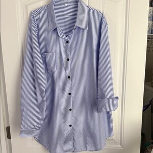 Blue and White Striped Top